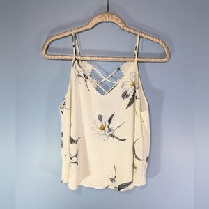 Astr Floral Lace Trim Blouse - Cream and Black